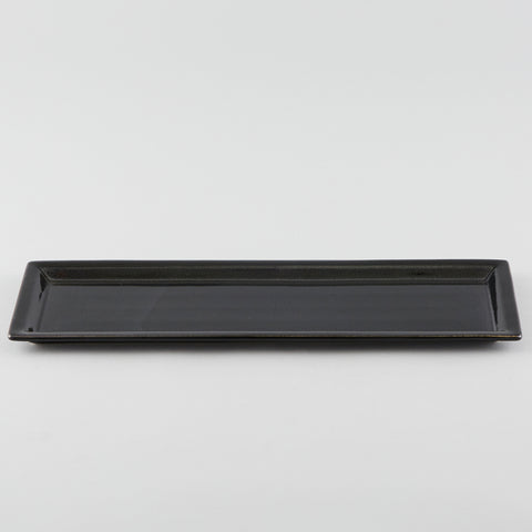 Rectangle Plate with Risen Rim - Black