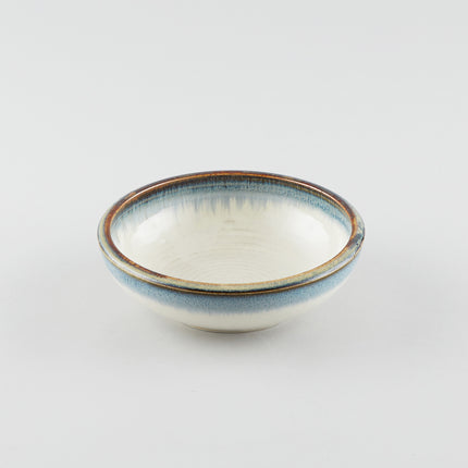 Earth White withBlue Tint Rim - Round Bowl