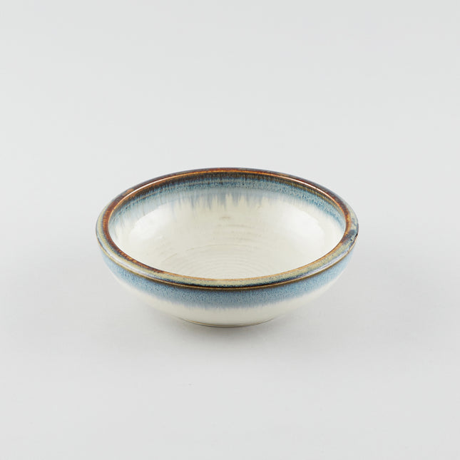 Earth White withBlue Tint Rim - Round Bowl