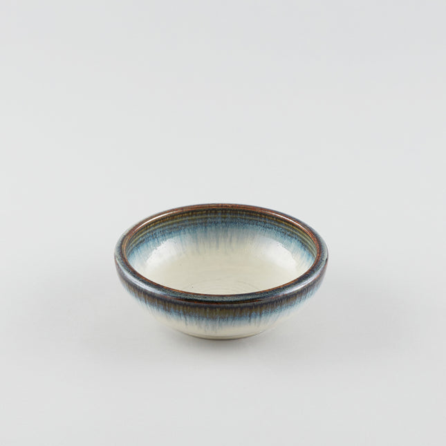 Earth White with Blue Tint Rim - Round Bowl
