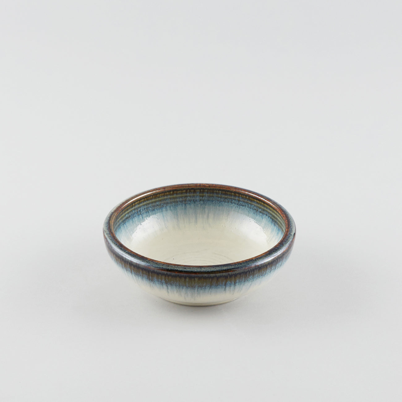 Earth White with Blue Tint Rim - Round Bowl