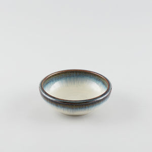Earth White with Blue Tint Rim - Round Bowl