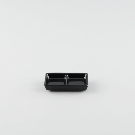2 Compartment Rectangle Sauce Dish - Black