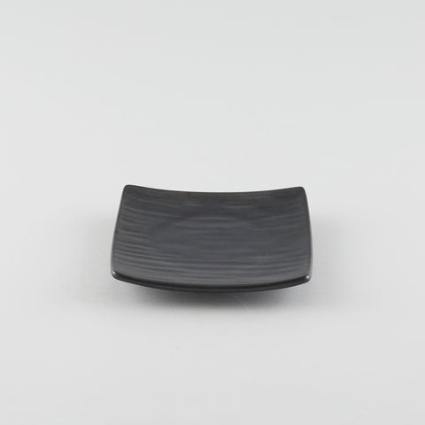 Square Texture Plate with Raised Corners - Black