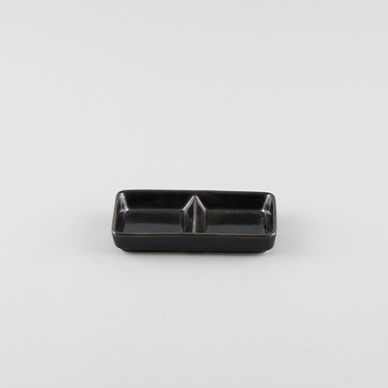 Rectangle 2 Compartment Sauce Dish - Black