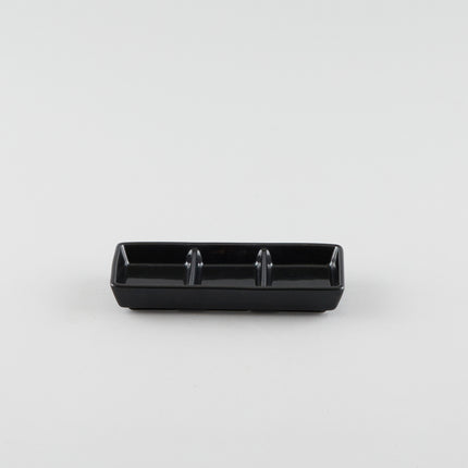 Rectangle 3 Compartment Sauce Dish - Black