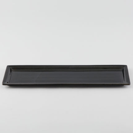 Rectangle Plate with Risen Rim - Black