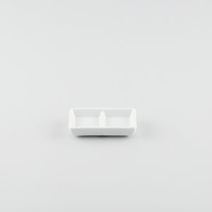 2 Compartment Rectangle Sauce Dish - White