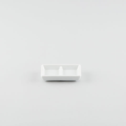 2 Compartment Rectangle Sauce Dish - White