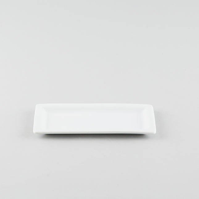 Rectangle Plate with Raised Rim - White