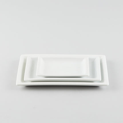 Rectangle Plate with Raised Rim - White (S)