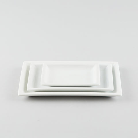 Rectangle Plate with Raised Rim - White (L)