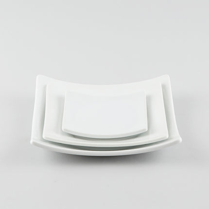 Full-Moon Square Plate with Raised Corners - White (L)