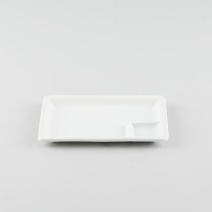 Rectangle Plate with Divider - White