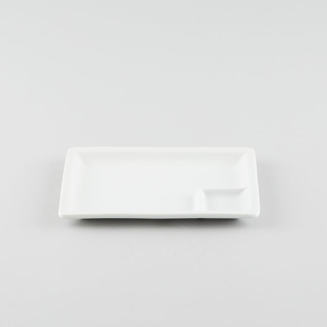 Rectangle Plate with Divider - White