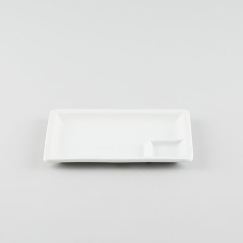Rectangle Plate with Divider - White