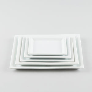 Square Plate with Risen Narrow Rim - White (SS)