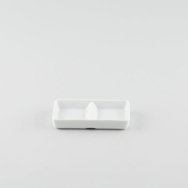 Rectangle 2 Compartment Sauce Dish - White
