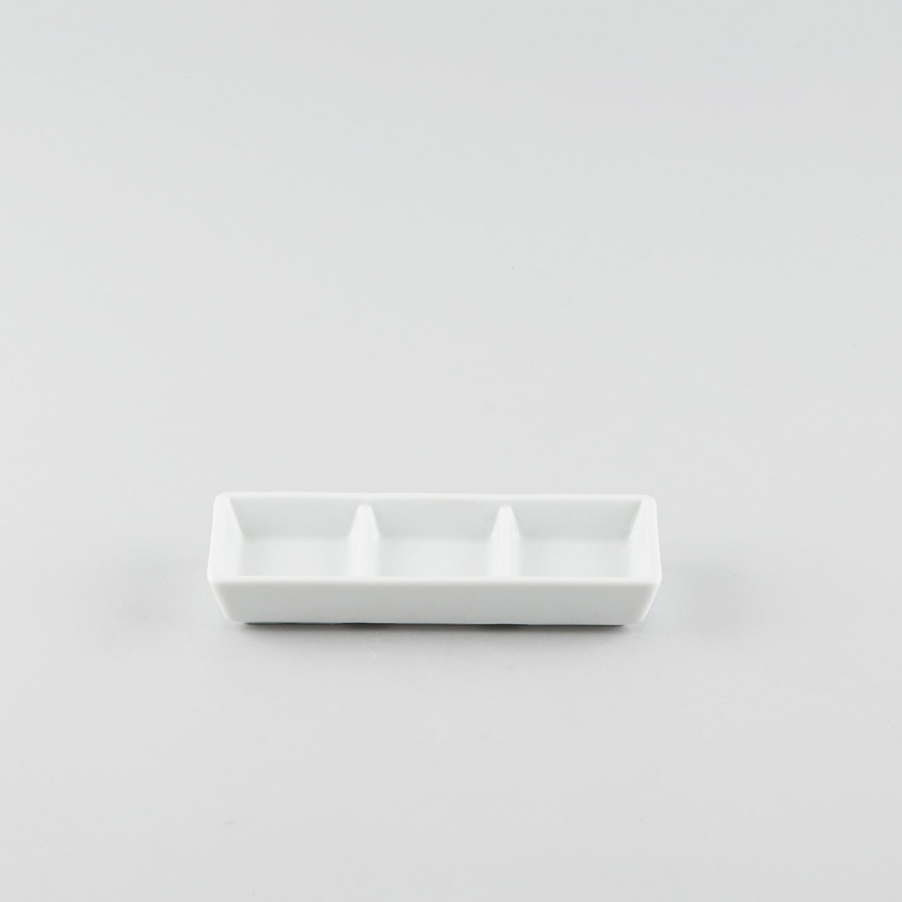 Rectangle 3 Compartment Sauce Dish - White