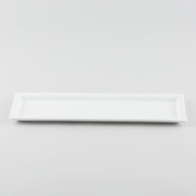 Rectangle Plate with Raised Rim - White