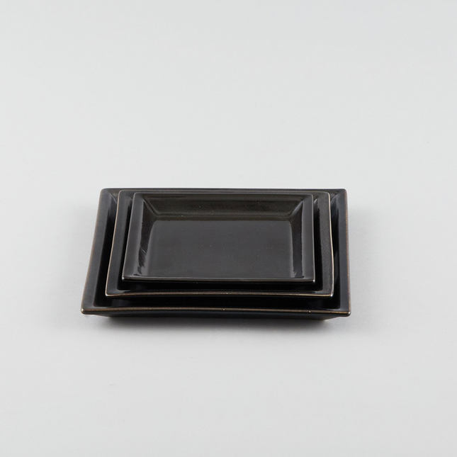 Square Plate with Risen Narrow Rim - Black (Ss)